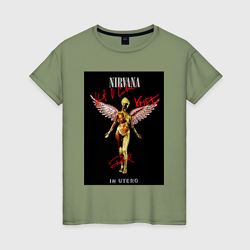 Женская футболка Обложка Нирвана с автографами / Авокадо – фото 1
