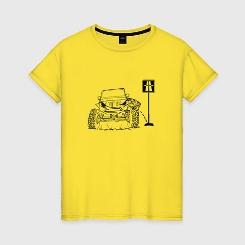 Женская футболка Джипу все равно где ехать / Желтый – фото 1