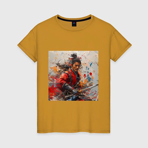 Женская футболка Краски самурая / Горчичный – фото 1