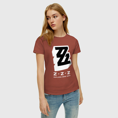 Женская футболка Zenless zone zero лого / Кирпичный – фото 3