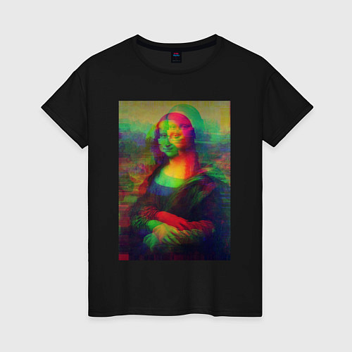 Женская футболка Мона Лиза с глюками / Черный – фото 1