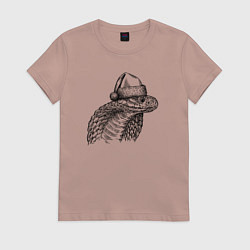 Женская футболка Голова новогодней кобры