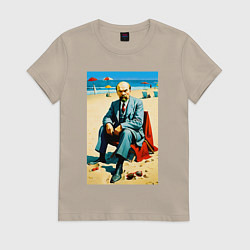 Женская футболка Великий вождь Ленин на пляже - Биарриц