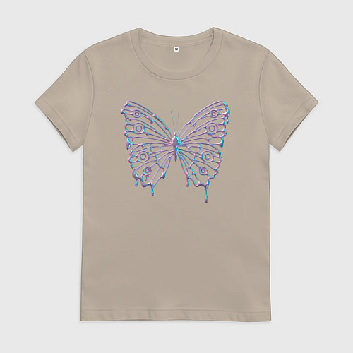 Женская футболка Y2k бабочка / Миндальный – фото 1