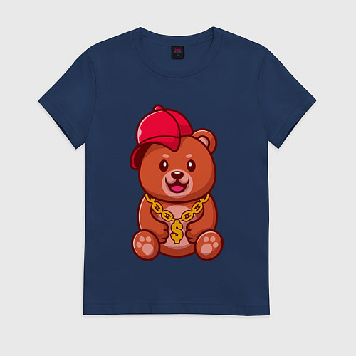 Женская футболка Мишка рэпер / Тёмно-синий – фото 1