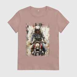 Женская футболка Акварель -мотоциклист