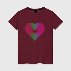 Футболка хлопковая женская Сердце из линий, цвет: меланж-бордовый