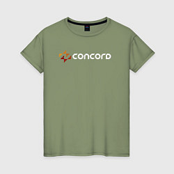 Футболка хлопковая женская Concord logo game, цвет: авокадо