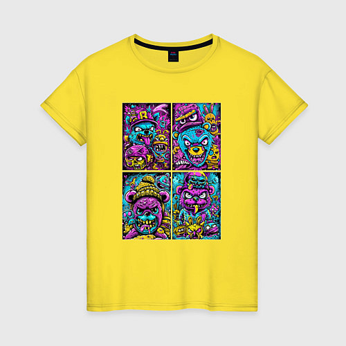 Женская футболка Яркие неоновые картинки с монстрами / Желтый – фото 1