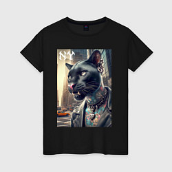 Женская футболка Cool dude panther from New York - ai art