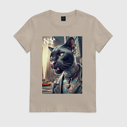 Женская футболка Cool dude panther from New York - ai art
