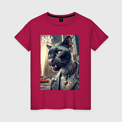 Женская футболка Cool dude panther from New York - ai art