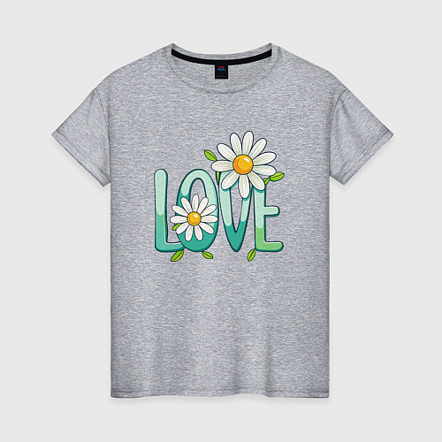 Женская футболка Любовь и ромашки / Меланж – фото 1