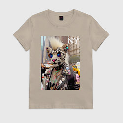Женская футболка Леопард альбинос панк музыкант из Нью-Йорка - нейр