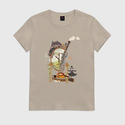 Футболка хлопковая женская Ходячий замок: Studio Ghibli, цвет: миндальный