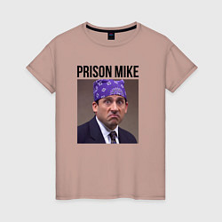 Футболка хлопковая женская Prison mike Michael Scott - офис, цвет: пыльно-розовый