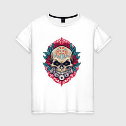 Женская футболка Roses skull