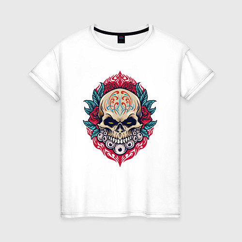 Женская футболка Roses skull / Белый – фото 1