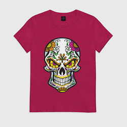 Женская футболка Череп в цветочках