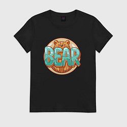Женская футболка Медведь и надпись