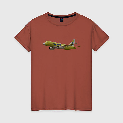 Женская футболка Первый опытный самолет SSJ-NEW / Кирпичный – фото 1