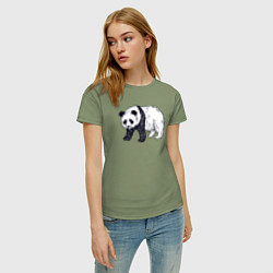 Футболка хлопковая женская Панда медведь, цвет: авокадо — фото 2