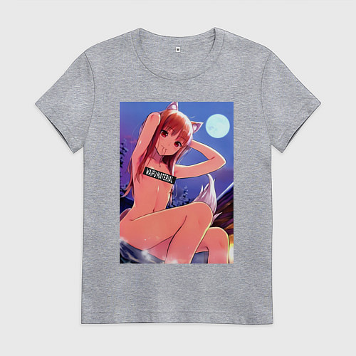 Женская футболка Волчица и пряности Холо waifu / Меланж – фото 1