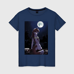 Футболка хлопковая женская Волчица и пряности Холо senpai, цвет: тёмно-синий