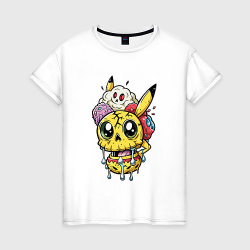 Женская футболка Пикачу треснутый зомби / Белый – фото 1