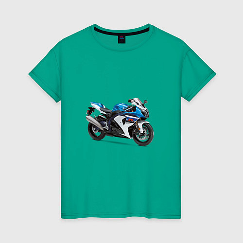 Женская футболка Крутой спортивный мотоцикл / Зеленый – фото 1