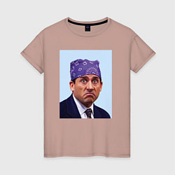 Футболка хлопковая женская Michael Scott - Prison mike the office meme, цвет: пыльно-розовый