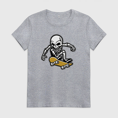 Женская футболка Скелетик скейтер / Меланж – фото 1