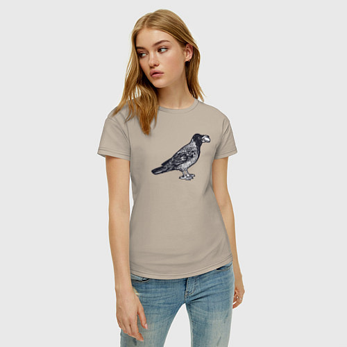 Женская футболка Ворона с денежкой / Миндальный – фото 3