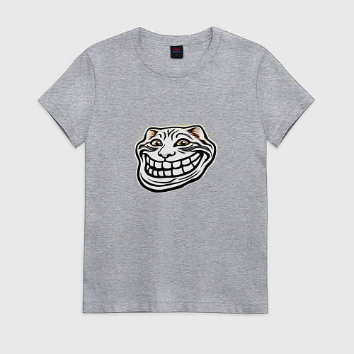 Женская футболка Мемное лицо кота / Меланж – фото 1