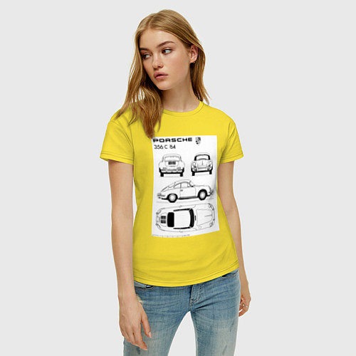 Женская футболка Машина Porsche / Желтый – фото 3