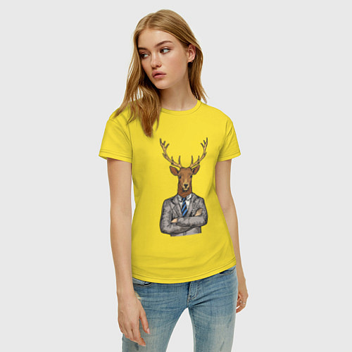 Женская футболка Олень босс / Желтый – фото 3