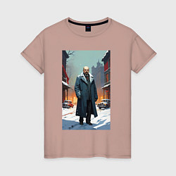 Женская футболка Ленин зимой без охраны - нейросеть