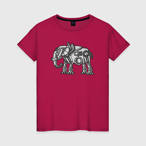 Женская футболка Механический слон / Маджента – фото 1