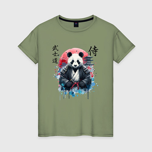 Женская футболка Panda - bushido samurai code / Авокадо – фото 1