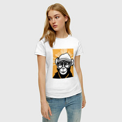 Футболка хлопковая женская Обезьяна и очки, цвет: белый — фото 2