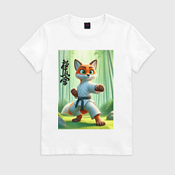 Футболка хлопковая женская Kyokushin karate - fox, цвет: белый