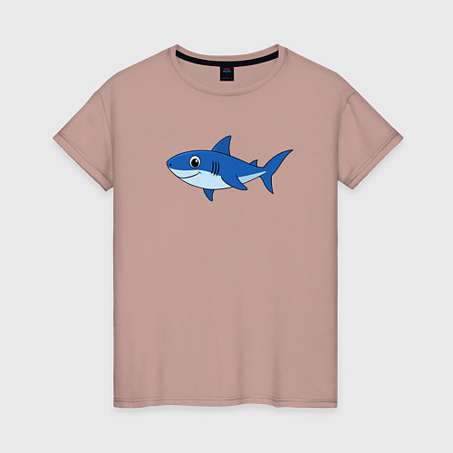 Женская футболка Милая акула улыбается / Пыльно-розовый – фото 1