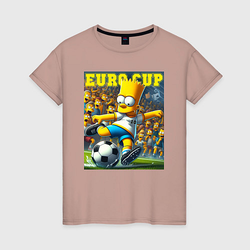Женская футболка Euro cup - Bart Simpson / Пыльно-розовый – фото 1