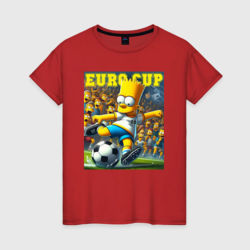 Женская футболка Euro cup - Bart Simpson / Красный – фото 1