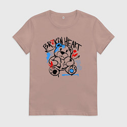 Женская футболка Разбитое сердце и медведь