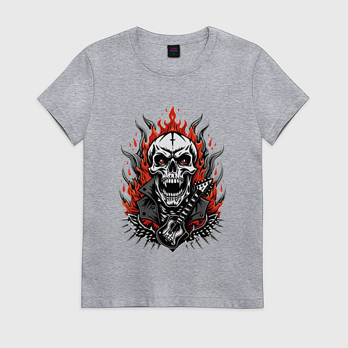 Женская футболка Рок музыкант череп / Меланж – фото 1