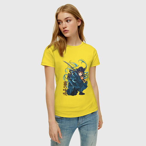 Женская футболка Столп Тумана Муичиро Токито Клинок рассекающий дем / Желтый – фото 3