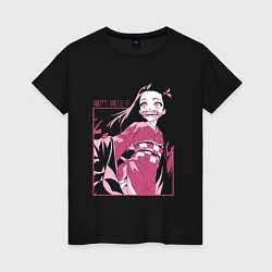Женская футболка Клинок рассекающий демонов милая Незуко в розовом