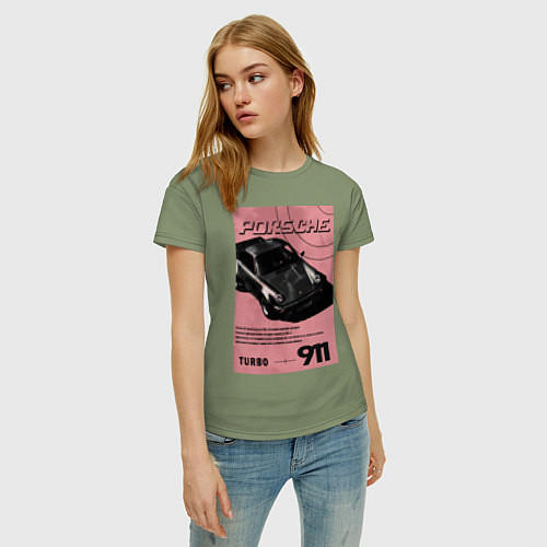 Женская футболка Porsche 911 авто / Авокадо – фото 3