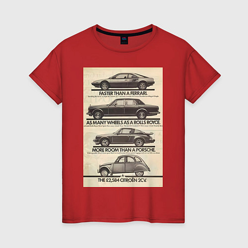 Женская футболка Citroen автомобиль / Красный – фото 1